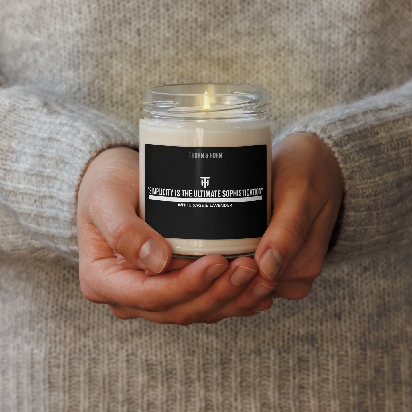 "Simplicity is the ultimate sophistication" | Scented Candle | White Sage & Lavender. - Thorn & Horn1030353_22455