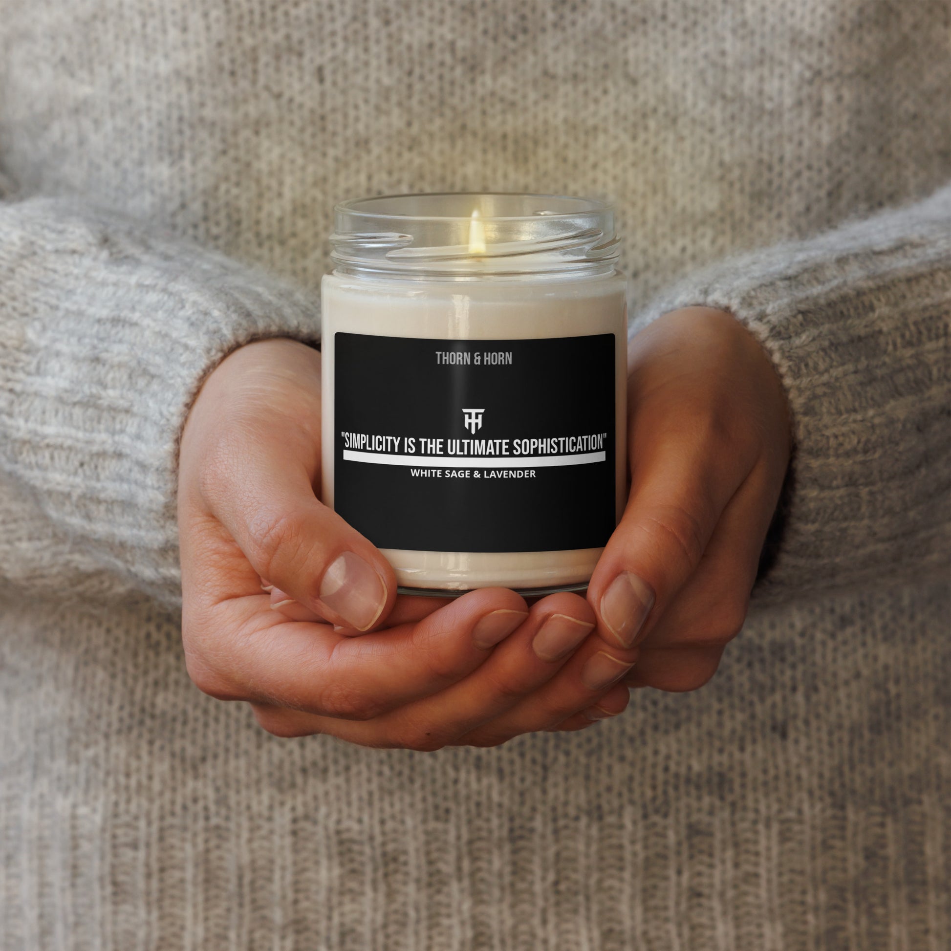 "Simplicity is the ultimate sophistication" | Scented Candle | White Sage & Lavender. - Thorn & Horn1030353_22455
