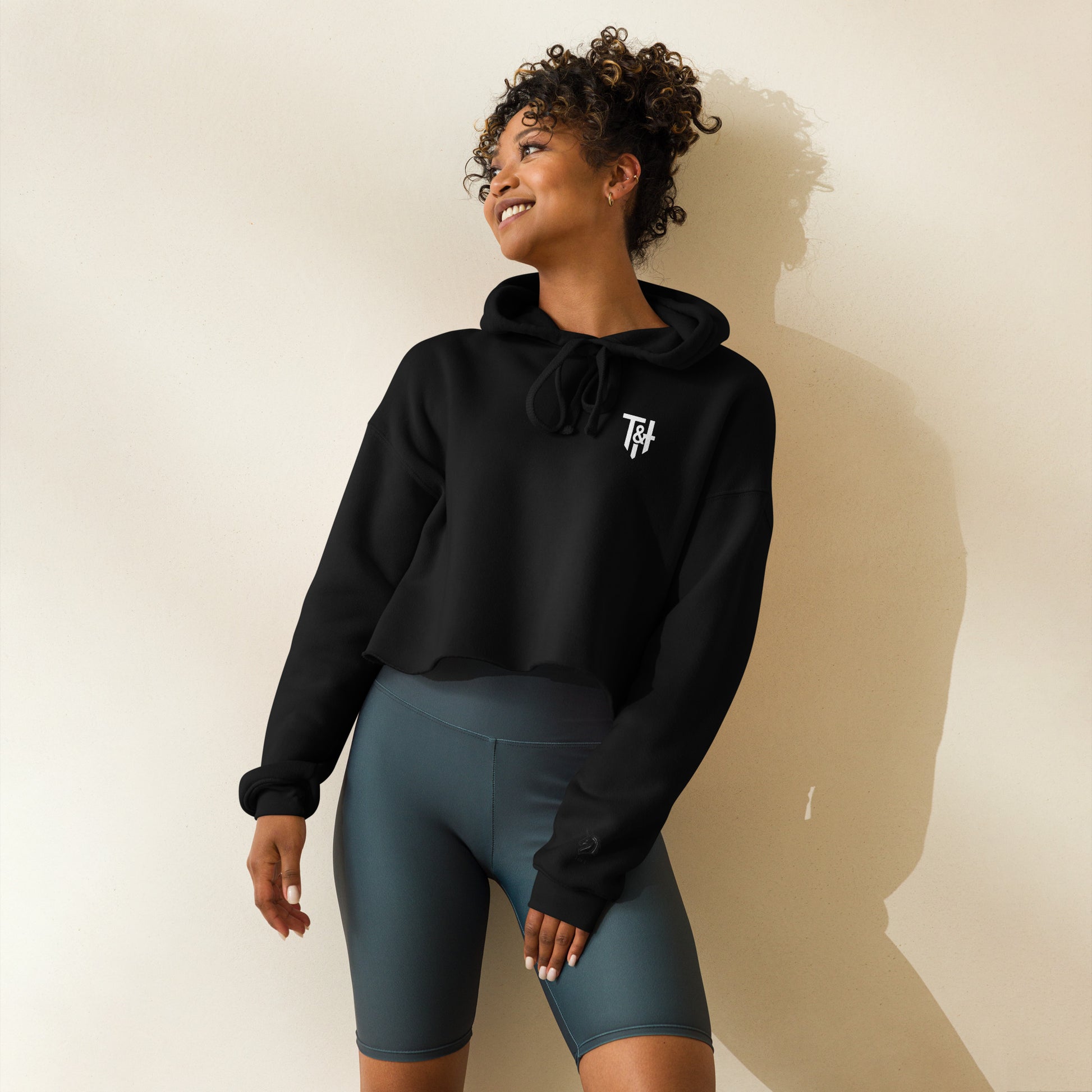 Limited Edition "ThornKiss" Design - Women's Crop Top Hoodie - Thorn & HornWomen's SwearshirtBlackBlackS2850304_9633